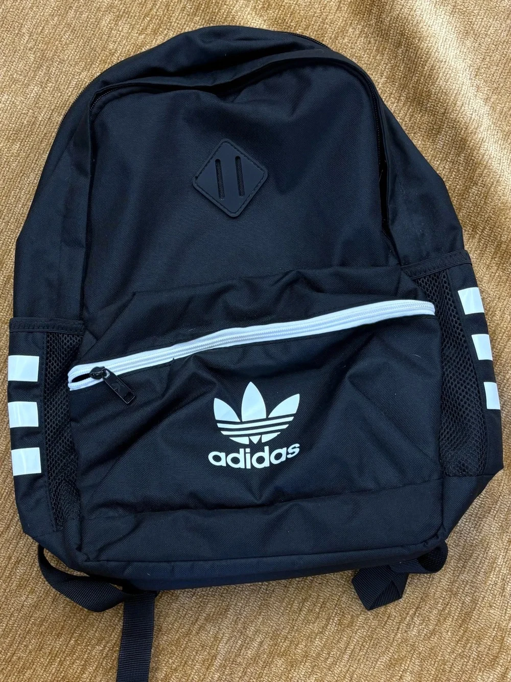 adidas multi-pocket Black Backpack with White Trefoil and Accents